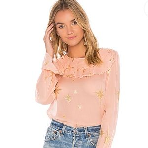 Sheer blouse with ruffle